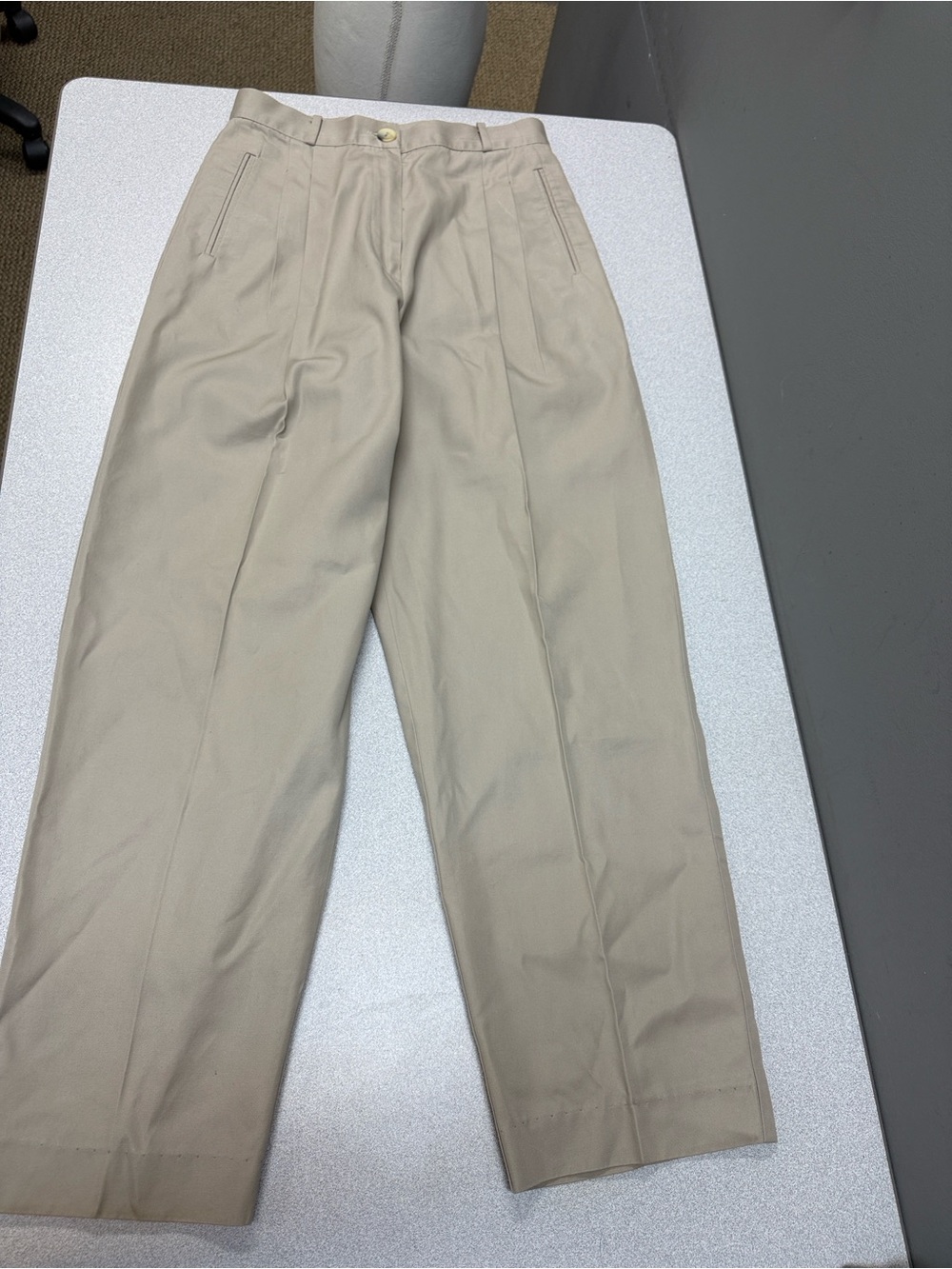 True Vintage 1990s Minimalist Academia Trousers  Casual Corner Khaki/Taupe
